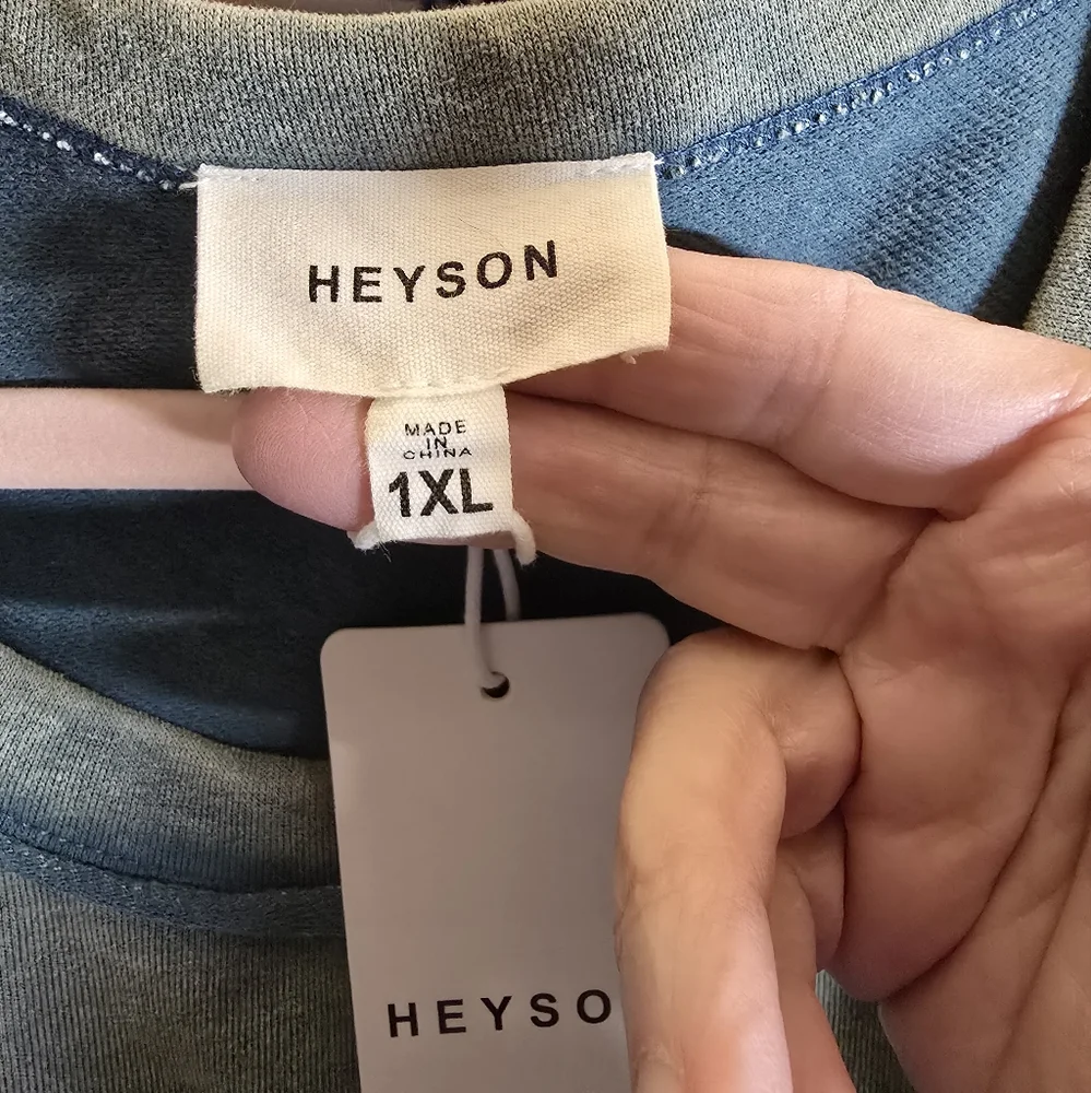 1XL NWT HEYSON Chambray/Grn Mineral Wash Dress 25.5ptp 36.5Long 2 Pockets SOFT! - Picture 7 of 16